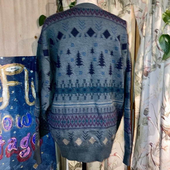 Vintage Pendleton 80s 90s Deer Buck Antlers Embroidered Wool Sweater Large - Picture 4 of 8